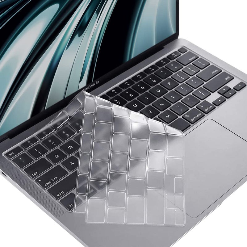 ProElife Keyboard Cover Skin for 2021 2020 MacBook Air 13 inch Apple M1 Chip A2337 / A2179 (Touch ID & U.S Enter) Keyboard Accessories Ultra Thin TPU Protector (Transparent Clear) - Image 1